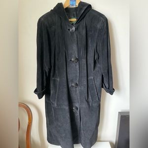 Vintage Hooded Suede Coat